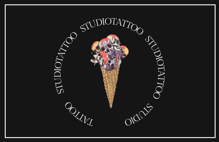Szablon projektu Oferta usługi Creative Tattoo Studio w kolorze czarnym Business Card 85x55mm
