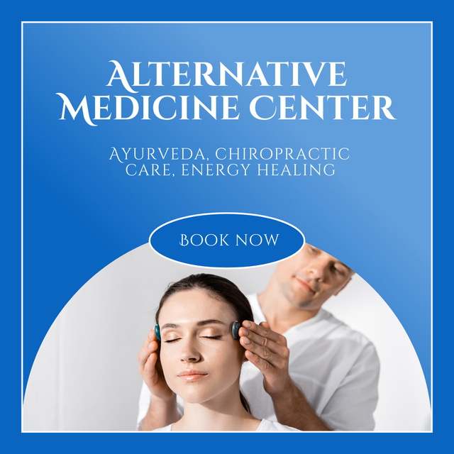 Alternative Medicine Center With Chiropractic Care And Booking Instagramデザインテンプレート