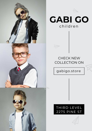 Children clothing store with stylish kids Flyer A4 Design Template