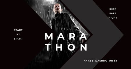 Ontwerpsjabloon van Facebook AD van marathon film met acteur onder regen