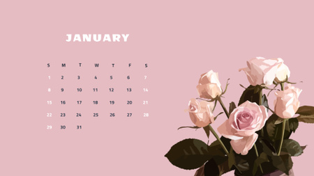 Bouquet of Tender Pink Roses Calendar – шаблон для дизайну
