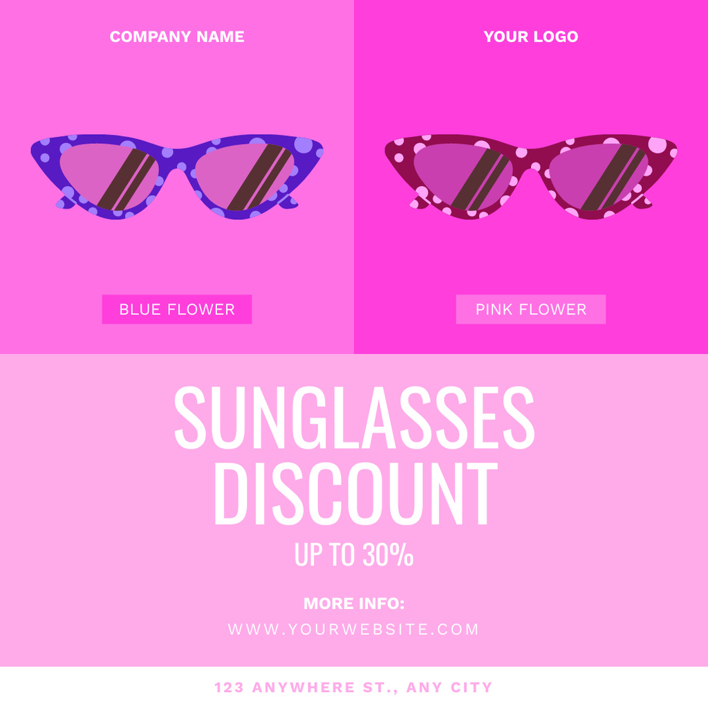 Pink Sunglasses Discount Instagram Tasarım Şablonu
