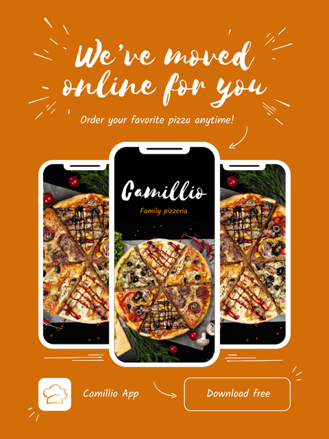 Yummy Pizza Order In Application For Smartphones Poster US – шаблон для дизайну