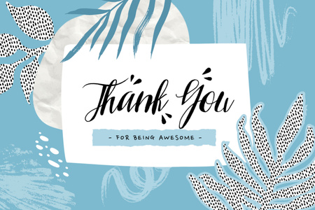 Thankful Phrase with Creative Leaves Illustration Postcard 4x6in Design Template