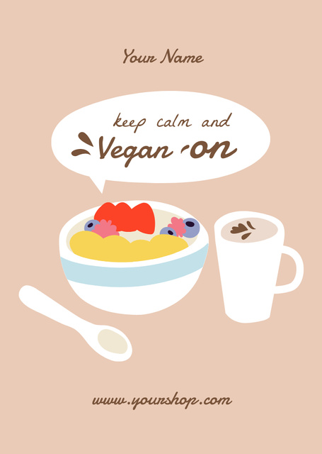 Designvorlage Vegan Dietary Choice With Served Dish für Postcard A6 Vertical
