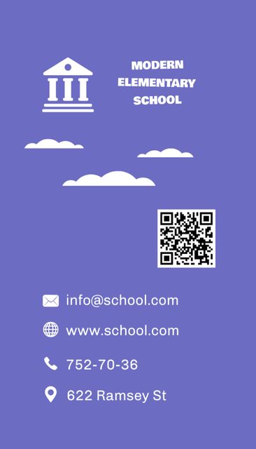 Advertising Modern Elementary School Business Card US Vertical – шаблон для дизайну
