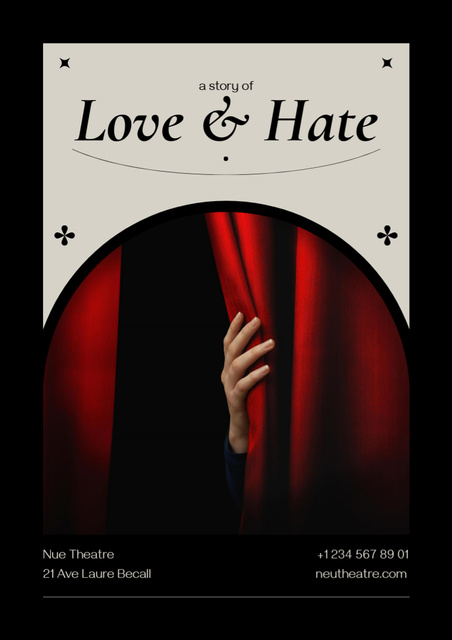 Template di design Theatre Performance Announcement with Hand in Curtains Poster A3