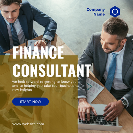 Services of Financial Consulting with Team of Businessmen LinkedIn post Design Template