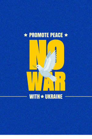 Pigeon with Phrase No to War in Ukraine Pinterest Design Template