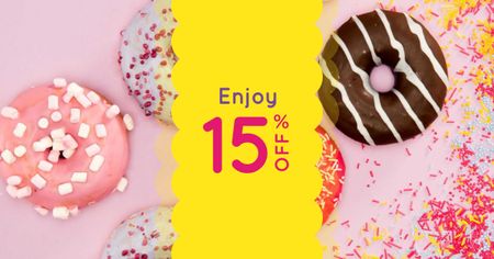 Delicious glazed Donuts sale Facebook AD Design Template