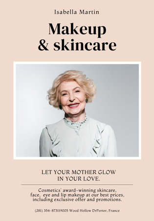 Anneler Günü Şenlikli Makyaj Teklifi Poster 28x40in Tasarım Şablonu