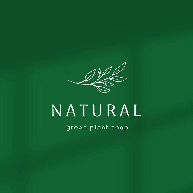 Cozy Plant Shop Ad With Twig in Green Logo 1080x1080px Design Template