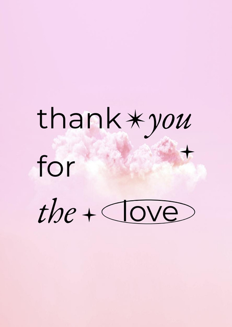 Love And Thank You Phrase With Clouds Postcard A6 Vertical – шаблон для дизайна