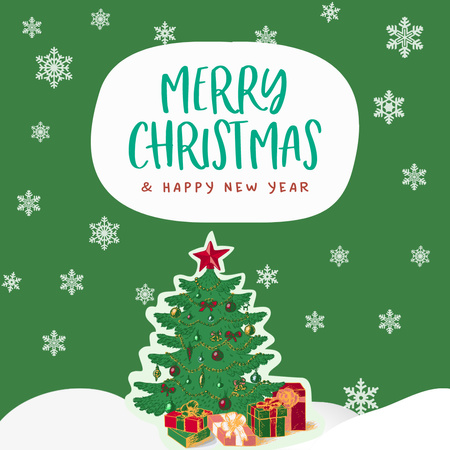 Ontwerpsjabloon van Instagram van Green Christmas Greeting