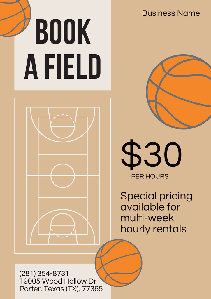 Basketball Court Rental Offer Poster Šablona návrhu