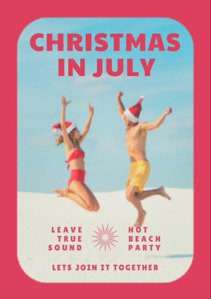Christmas Party Announcement in July With Stylish Woman Flyer A7 Πρότυπο σχεδίασης