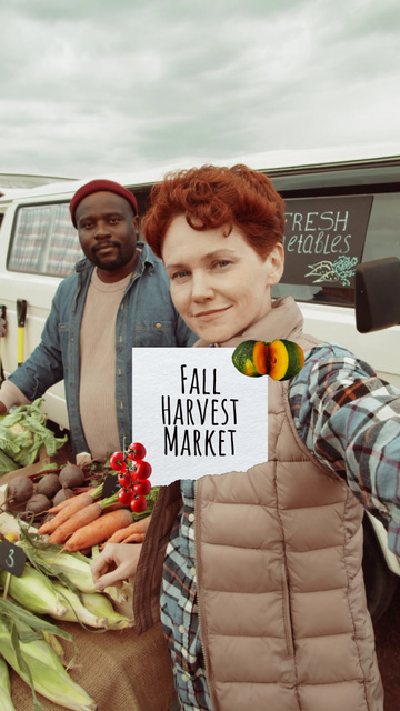 Designvorlage Thanksgiving Fall Harvest Market With Yellow Pumpkins für TikTok Video
