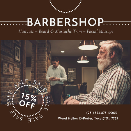 Age-Friendly Barbershop Offer With Discount Animated Post Design Template
