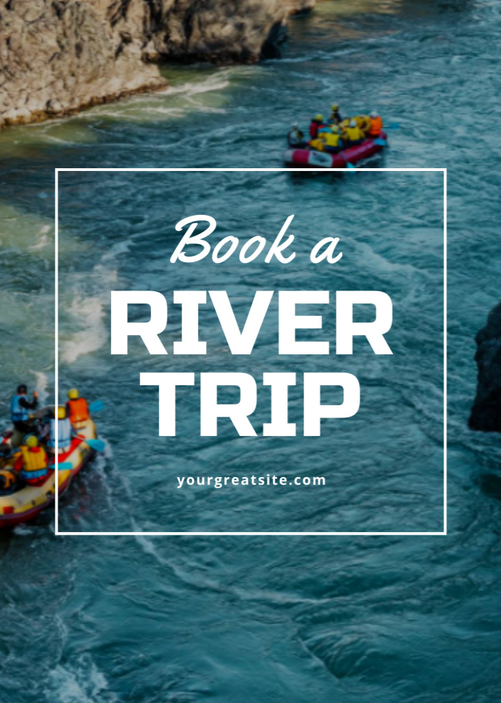 Plantilla de diseño de Thrilling Rafting And River Trip With Booking Postcard 5x7in Vertical 