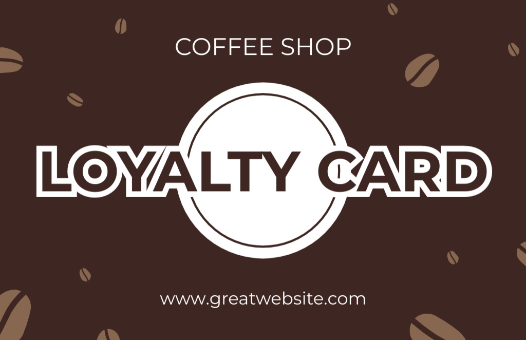 Coffee Shop Loyalty Program on Brown Business Card 85x55mm – шаблон для дизайну