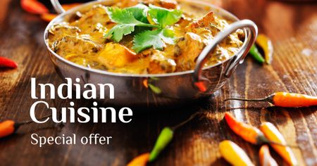 Indian Cuisine Dish Offer Facebook AD Modelo de Design