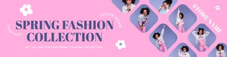Collage with Sale of Spring Fashion Collection Twitter Design Template