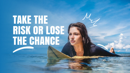 Uplifting Quote About Risk With Surfing Woman Youtube Thumbnail Design Template