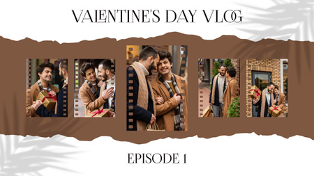 Plantilla de diseño de Valentine's Day Vlog with Gay Couple in Love Youtube Thumbnail 