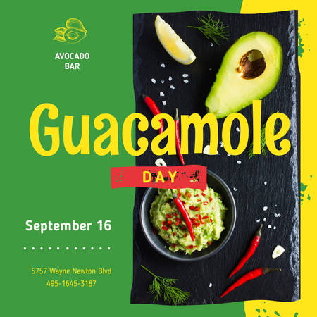Mexican guacamole dish Instagram Design Template