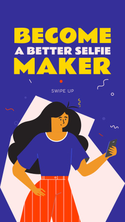 Selfie making Live Stream annoucement Instagram Story Design Template