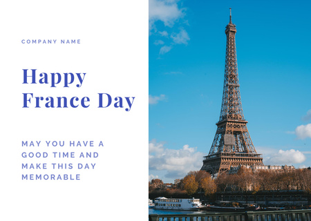 French National Day Celebration Announcement Card Design Template