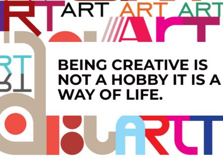 Ontwerpsjabloon van Postcard van Creativity Quote with Colourful Letters