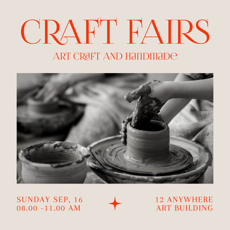 Ontwerpsjabloon van Instagram van Craft Fairs With Handmade Pottery Announcement