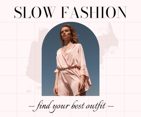 Slow Fashion Offer with Stylish Woman Medium Rectangle Design Template