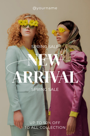 Vyhlášení nové dámské kolekce Spring Arrival Pinterest Šablona návrhu