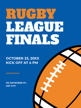 Plantilla de diseño de Anuncio de la Final de la Liga de Rugby Poster US 