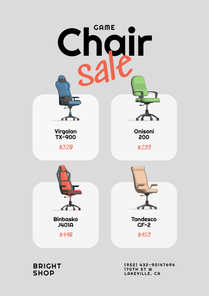 Gaming Gear Ad with Offer of Chairs Poster A3 – шаблон для дизайну