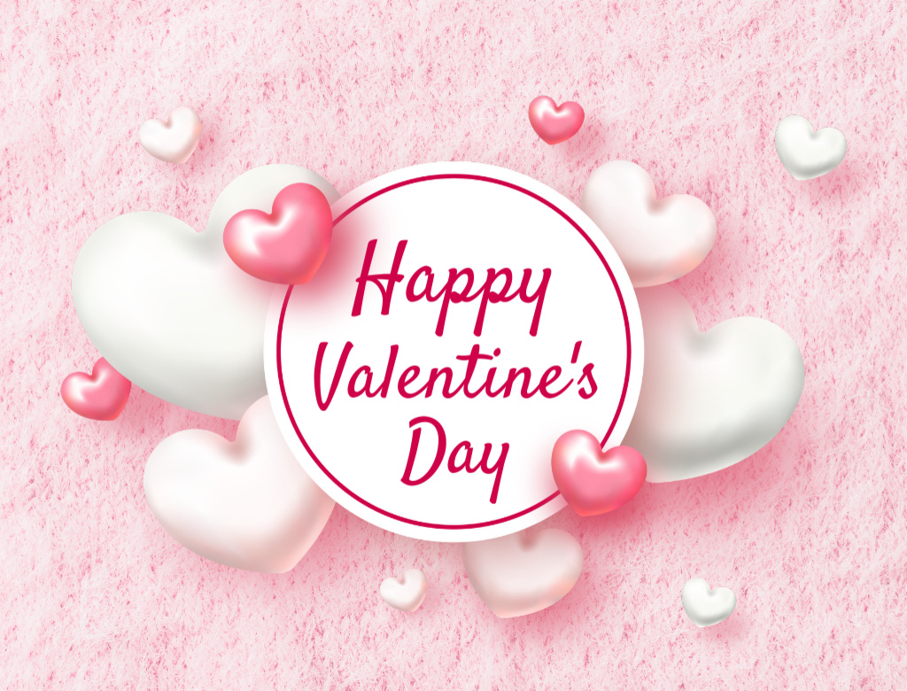 Szablon projektu Happy Valentine's Day Wish With Plenty Of Hearts Postcard 4.2x5.5in