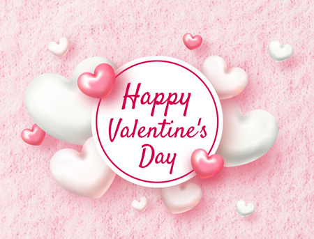 Happy Valentine's Day Wish With Plenty Of Hearts Postcard 4.2x5.5in – шаблон для дизайна