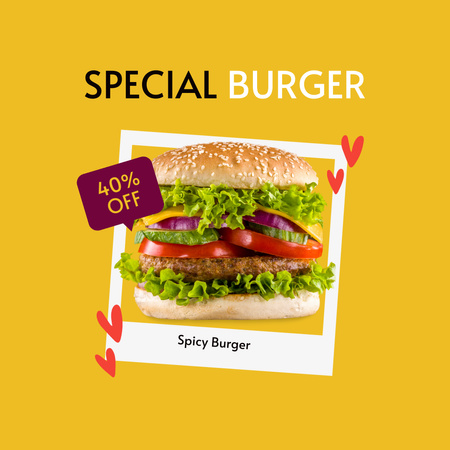 Designvorlage Tasty Burger Offer für Instagram