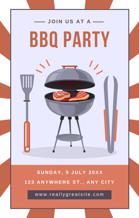 BBQ Party Arrangement Invitation 4.6x7.2in Design Template
