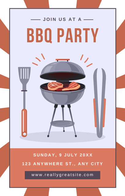 BBQ Party Arrangement Invitation 4.6x7.2in Tasarım Şablonu