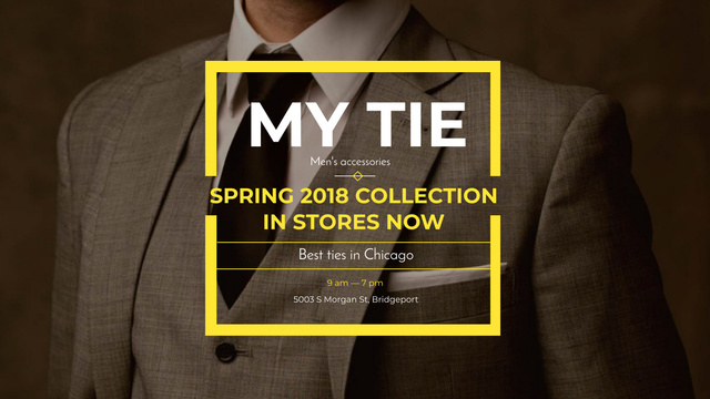 Ontwerpsjabloon van Title 1680x945px van Handsome Man New Collection Suit and Tie