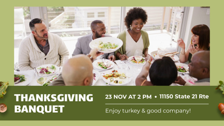 Designvorlage Traditionelles Thanksgiving-Bankett mit Freunden und Familie für Full HD video