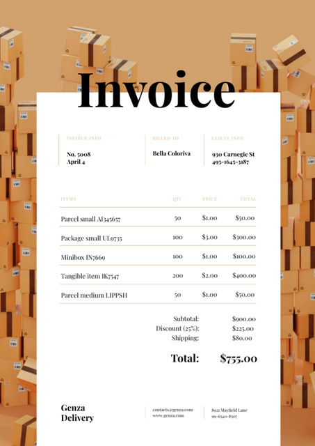 Plantilla de diseño de Packing Services Offer with Stack of Boxes Invoice 
