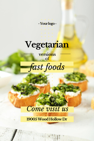 Vegetarian Food Recipes Bread with Broccoli Flyer 4x6in Design Template