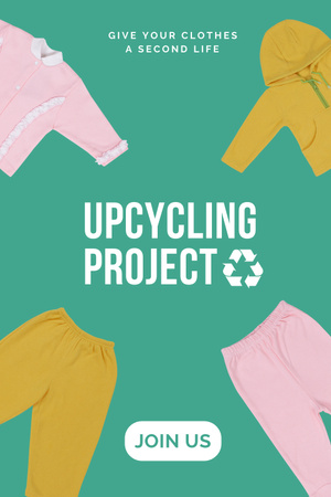 Plantilla de diseño de Proyecto de upcycling de ropa usada Pinterest 