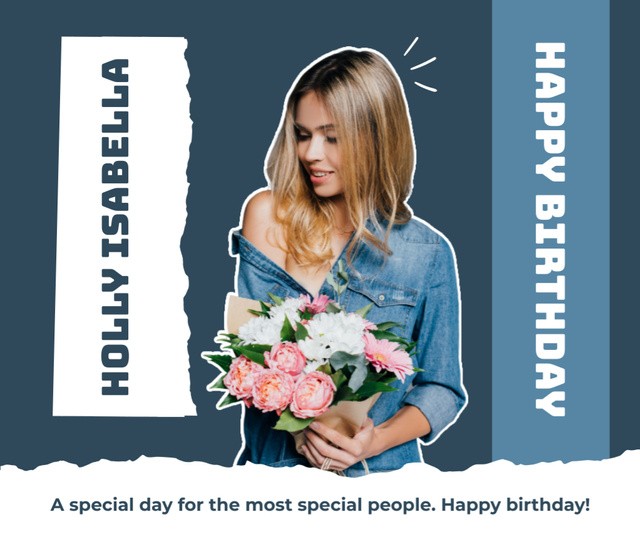 Template di design Birthday Wishes for Woman in Denim Facebook