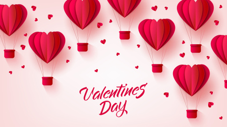 Святкування Дня Святого Валентина з яскраво-червоними повітряними кулями Zoom Background – шаблон для дизайну