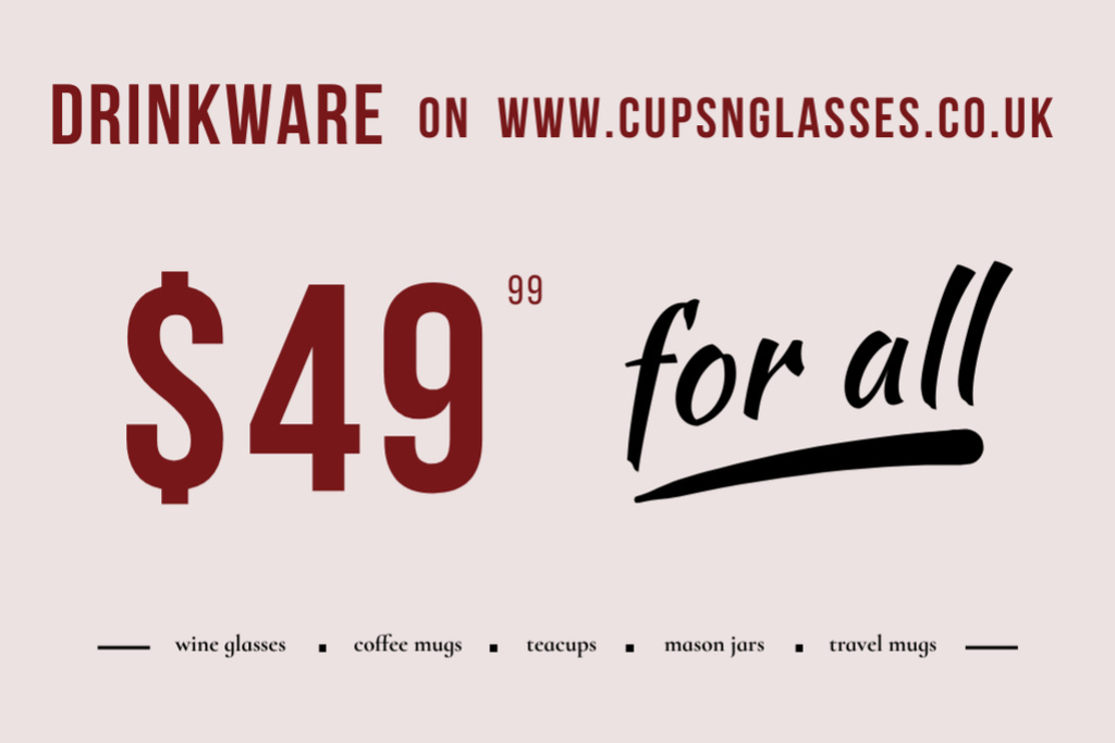 All Drinkware Items Sale Offer Flyer 4x6in Horizontal Design Template